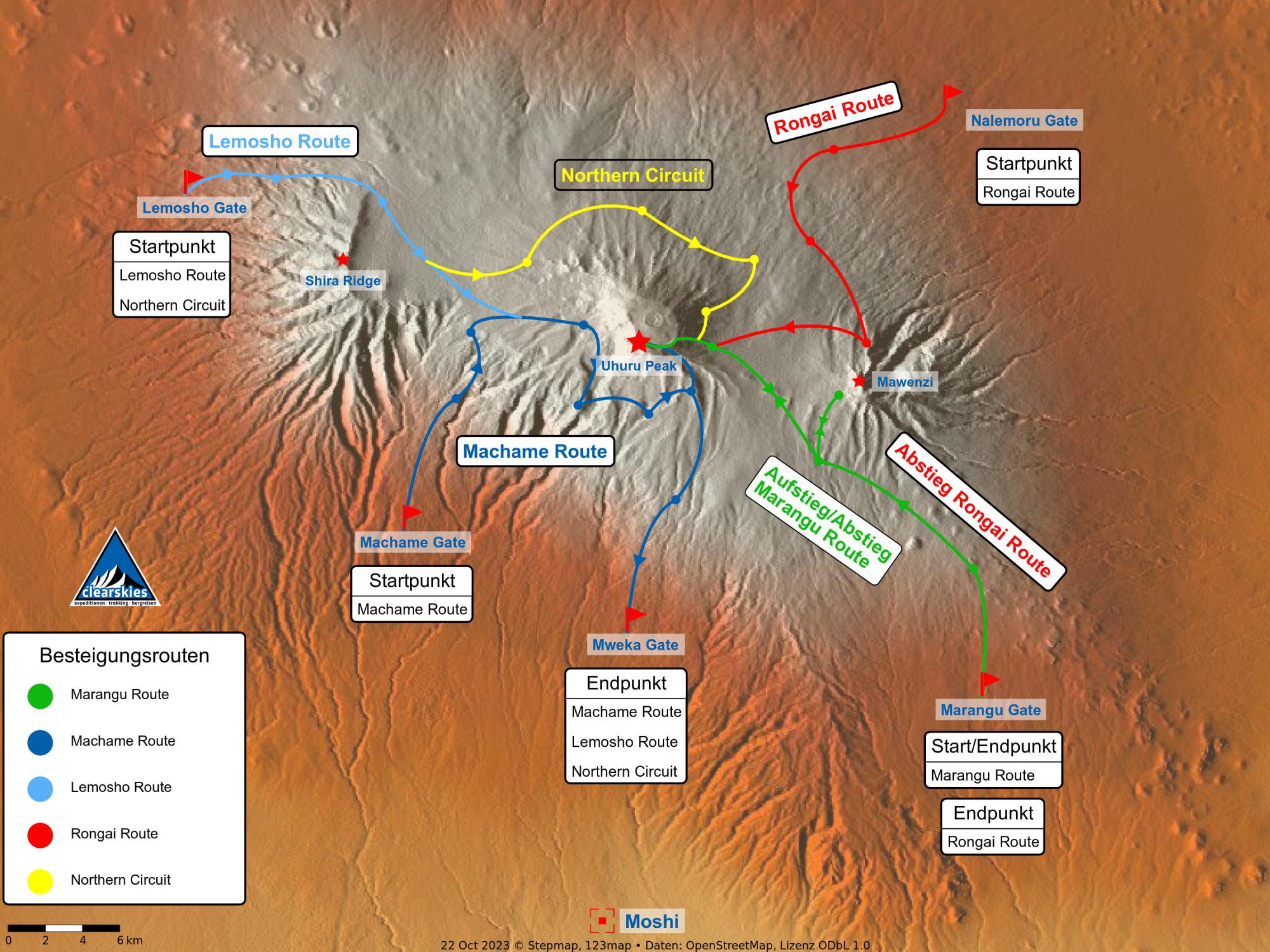 Kilimanjaro Besteigung alle Routen